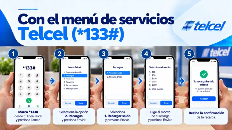 Con el menú de servicios Telcel (133#) Con el menú de servicios Telcel (133#)